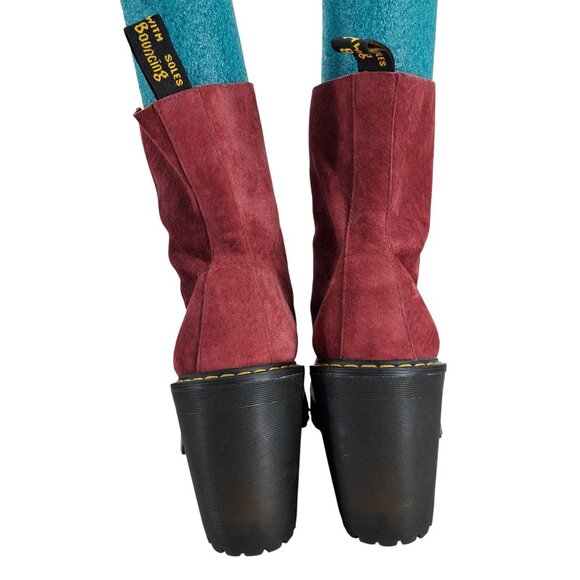 Dr Martens Kendra Platform Heeled Lace Up Boots Size 11 Wine Red Combat Leather - Picture 6 of 14